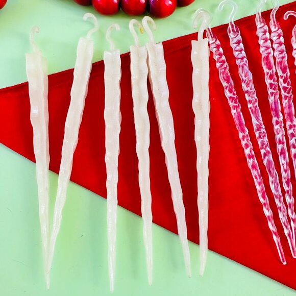 Vintage Christmas Icicle Ornament Lot 30+ pieces MCM Icicle Ornaments Xmas Decor - Picture 5 of 8